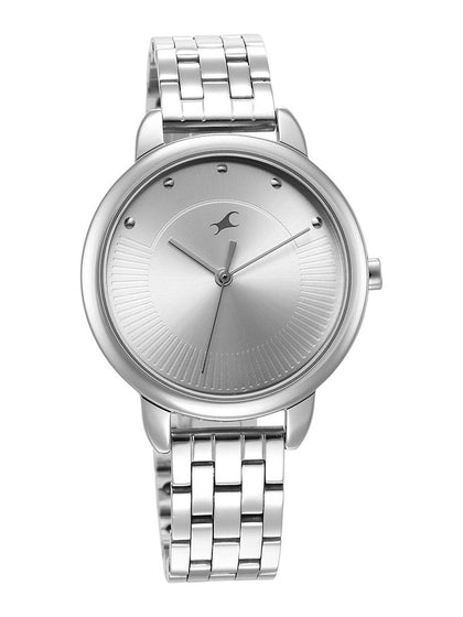 Fastrack Stunners Quartz Analog Silver Dial Metal Strap Watch for Girls 6282SM01