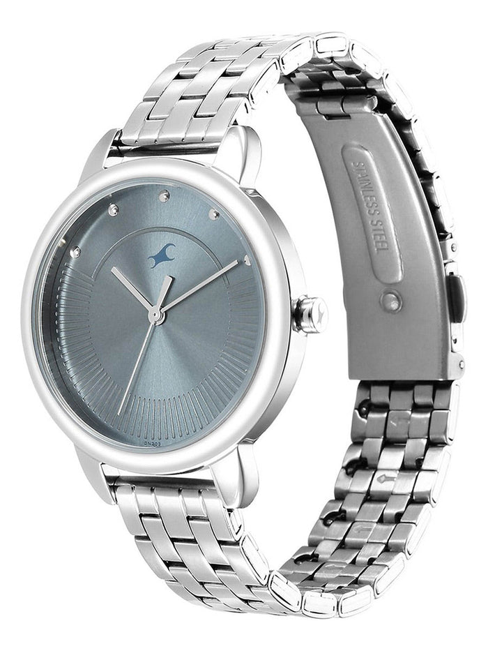 Fastrack Stunners Quartz Analog Blue Dial Metal Strap Watch for Girls 6282SM02