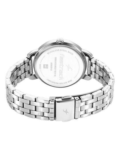 Fastrack Stunners Quartz Analog Blue Dial Metal Strap Watch for Girls 6282SM02