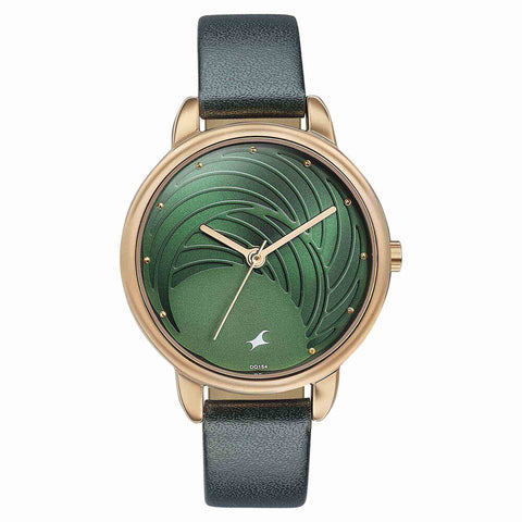 Fastrack Stunners Quartz Multifunction Green Dial Leather Strap Watch for Girls