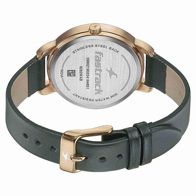 Fastrack Stunners Quartz Multifunction Green Dial Leather Strap Watch for Girls