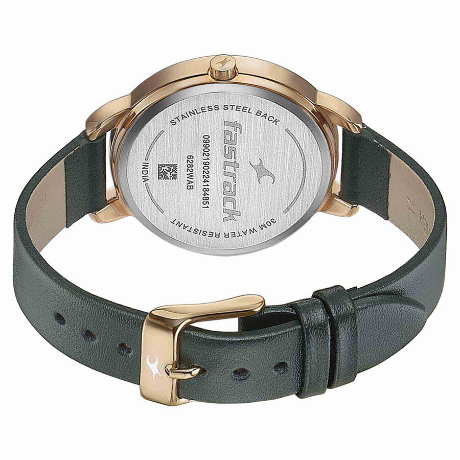 Fastrack Stunners Quartz Multifunction Green Dial Leather Strap Watch for Girls