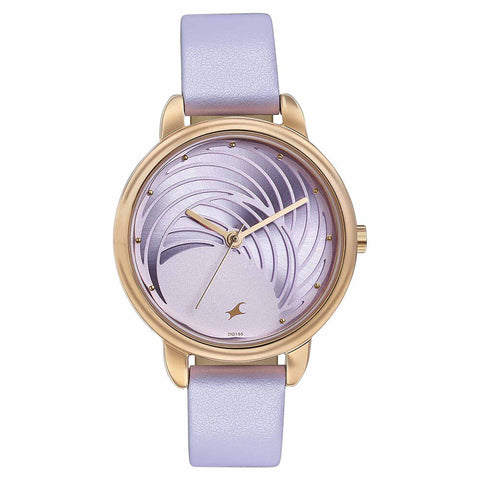 Fastrack Stunners Quartz Multifunction Purple Dial Leather Strap Watch for Girls