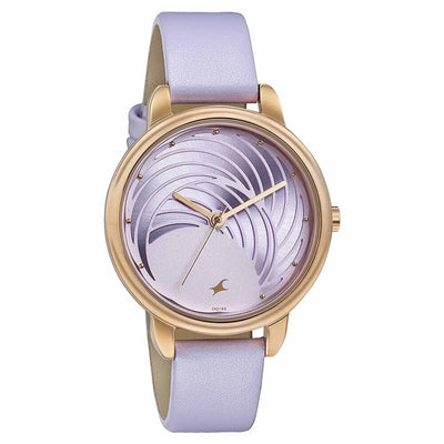 Fastrack Stunners Quartz Multifunction Purple Dial Leather Strap Watch for Girls
