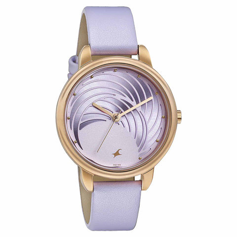 Fastrack Stunners Quartz Multifunction Purple Dial Leather Strap Watch for Girls