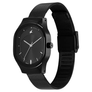 Fastrack Snob X Black Dial Stainless Steel Strap Watch for Girls