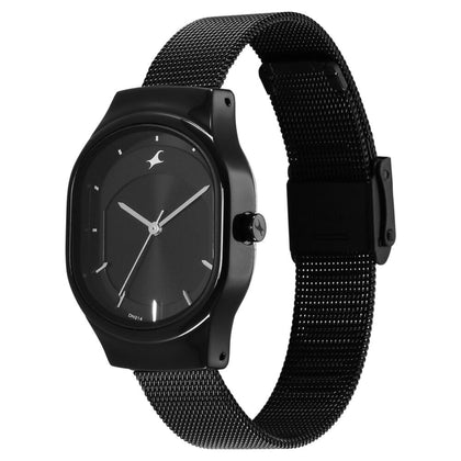 Fastrack Snob X Black Dial Stainless Steel Strap Watch for Girls