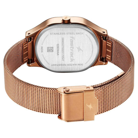 Fastrack Snob X Rose Gold Dial Stainless Steel Strap Watch for Girls