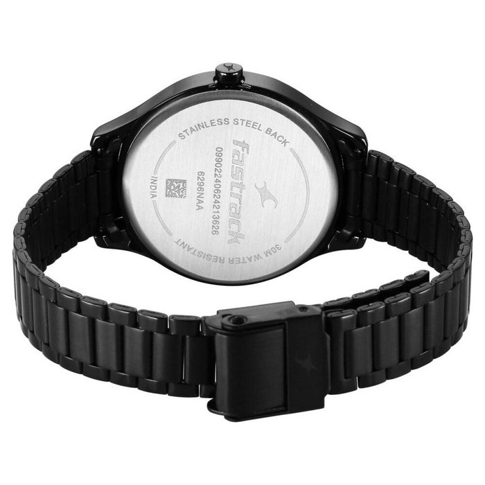 Fastrack Stunners Quartz Analog Black Dial Black Metal Strap Watch For Girls