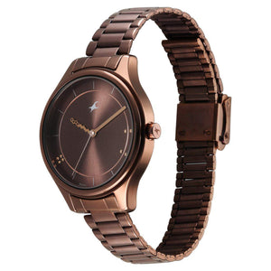 Fastrack Stunners Quartz Analog Brown Dial Brown Metal Strap Watch For Girls