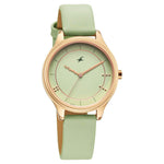Fastrack Stunners Quartz Analog Green Dial Green Leather Strap Watch For Girls
