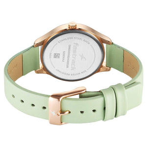 Fastrack Stunners Quartz Analog Green Dial Green Leather Strap Watch For Girls