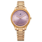 Fastrack Stunners Quartz Analog Pink Dial Rose Gold Metal Strap Watch For Girls
