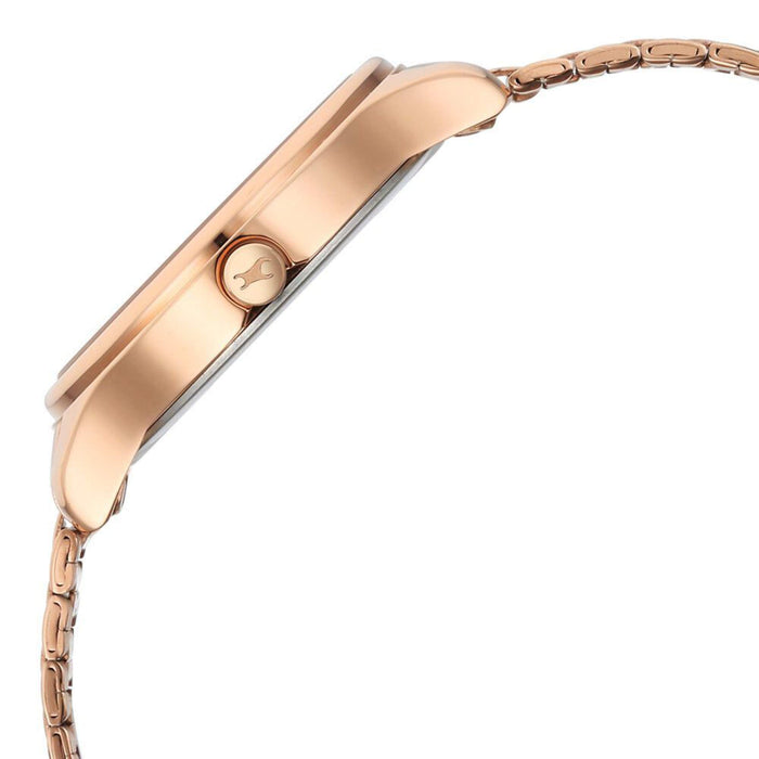 Fastrack Stunners Quartz Analog Pink Dial Rose Gold Metal Strap Watch For Girls