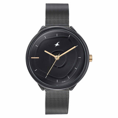 Fastrack Stunners Quartz Analog Black Dial Stainless Steel Strap Watch for Girls