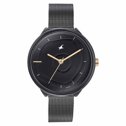 Fastrack Stunners Quartz Analog Black Dial Stainless Steel Strap Watch for Girls