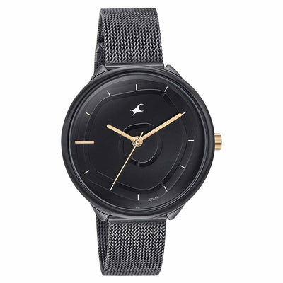 Fastrack Stunners Quartz Analog Black Dial Stainless Steel Strap Watch for Girls