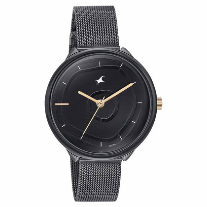 Fastrack Stunners Quartz Analog Black Dial Stainless Steel Strap Watch for Girls