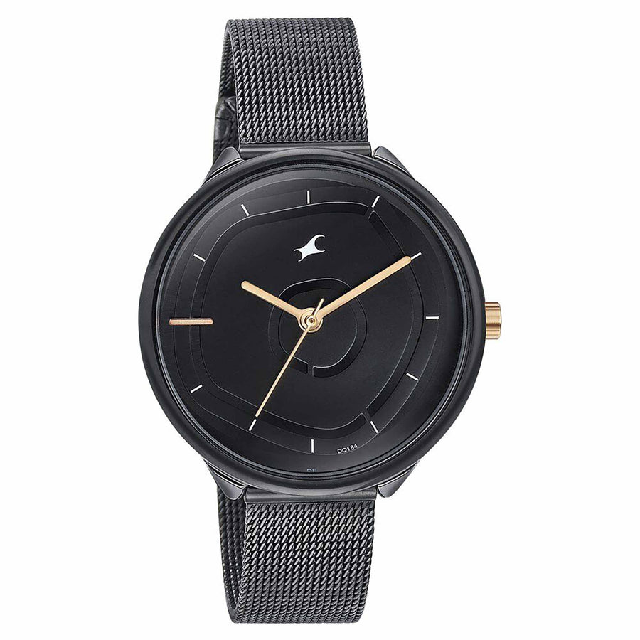 Fastrack Stunners Quartz Analog Black Dial Stainless Steel Strap Watch for Girls