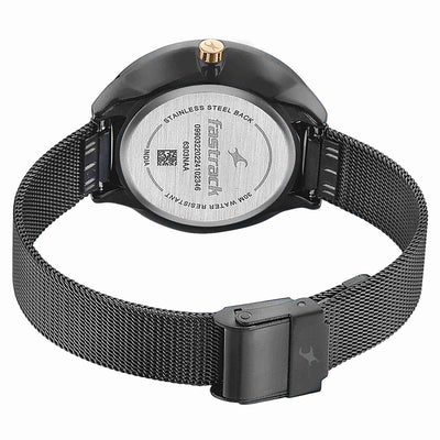 Fastrack Stunners Quartz Analog Black Dial Stainless Steel Strap Watch for Girls