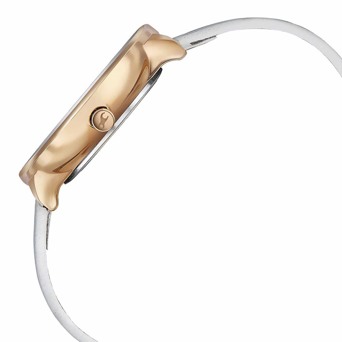 Fastrack Stunners Multifunction Rose Gold Dial White Leather Strap Watch For Girls
