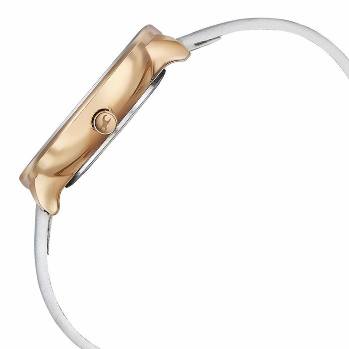 Fastrack Stunners Multifunction Rose Gold Dial White Leather Strap Watch For Girls