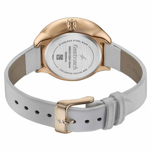 Fastrack Stunners Multifunction Rose Gold Dial White Leather Strap Watch For Girls