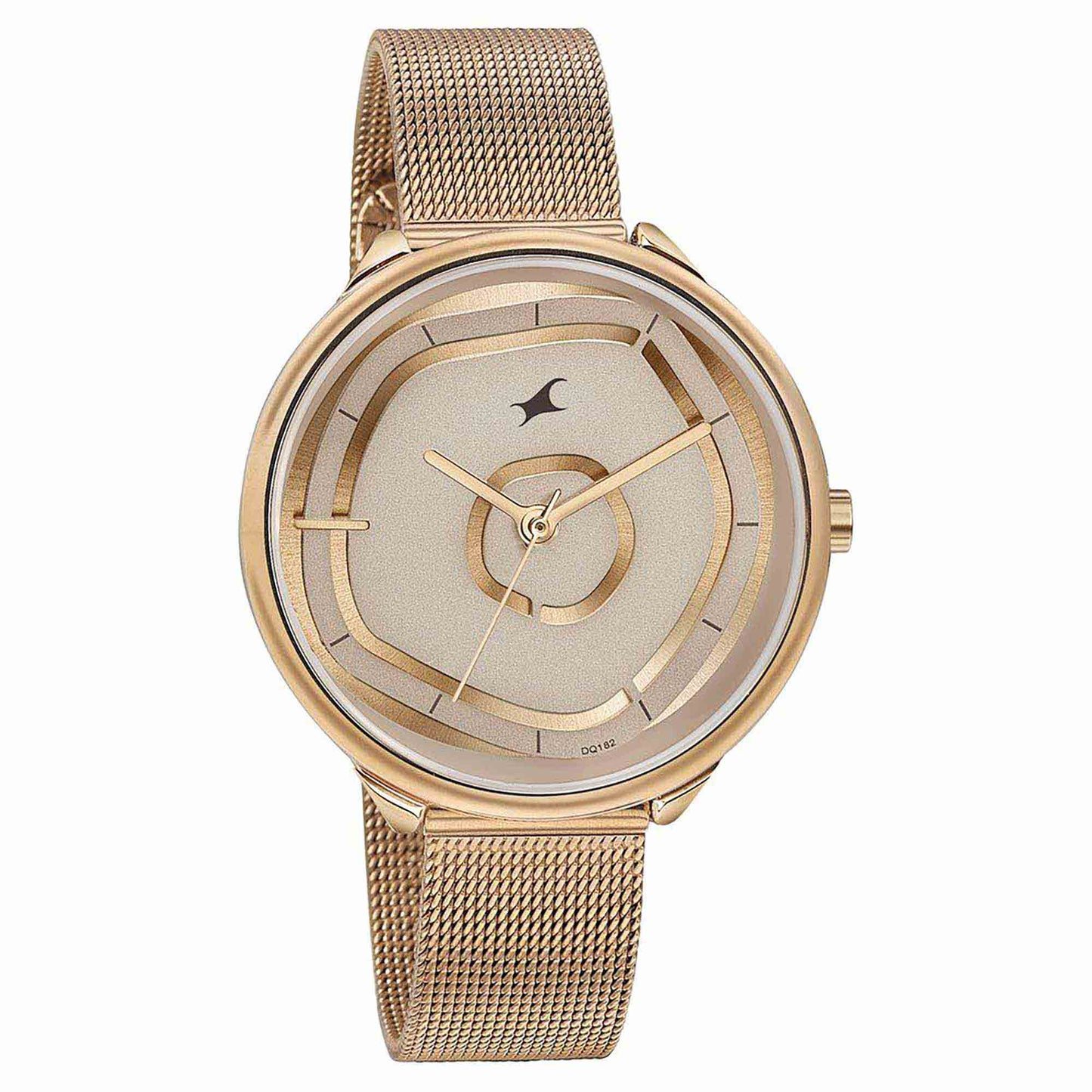 Fastrack Stunners Quartz Multifunction Rose Gold Dial Stainless Steel Strap Watch for Girls