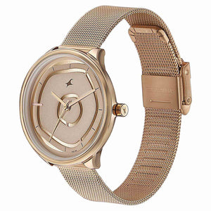 Fastrack Stunners Quartz Multifunction Rose Gold Dial Stainless Steel Strap Watch for Girls