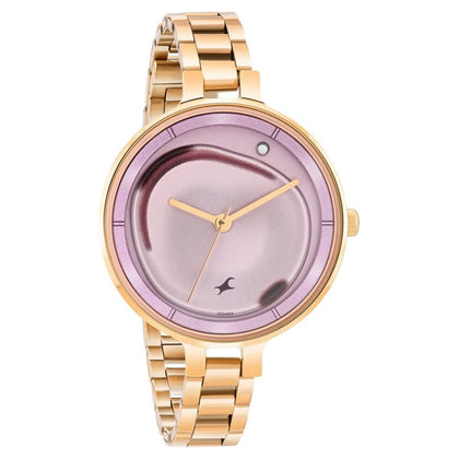 Fastrack MetaWe Quartz Analog Pink Dial Stainless Steel Strap Watch For Girls