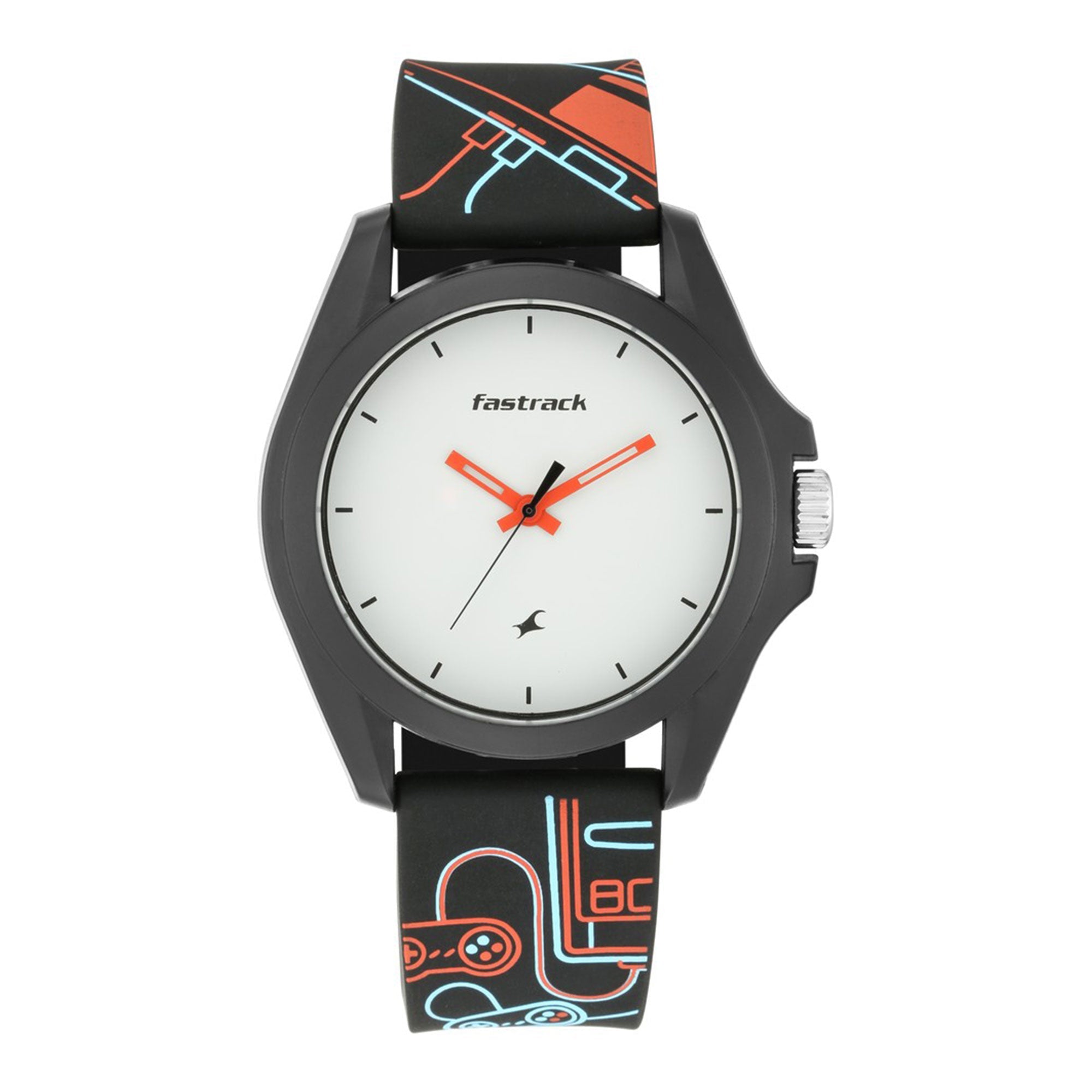 Fastrack Arcade Quartz Analog White Dial Silicone Strap Unisex Watch