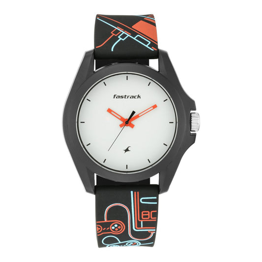Fastrack Arcade Quartz Analog White Dial Silicone Strap Unisex Watch