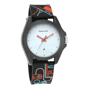 Fastrack Arcade Quartz Analog White Dial Silicone Strap Unisex Watch