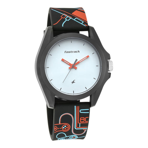 Fastrack Arcade Quartz Analog White Dial Silicone Strap Unisex Watch