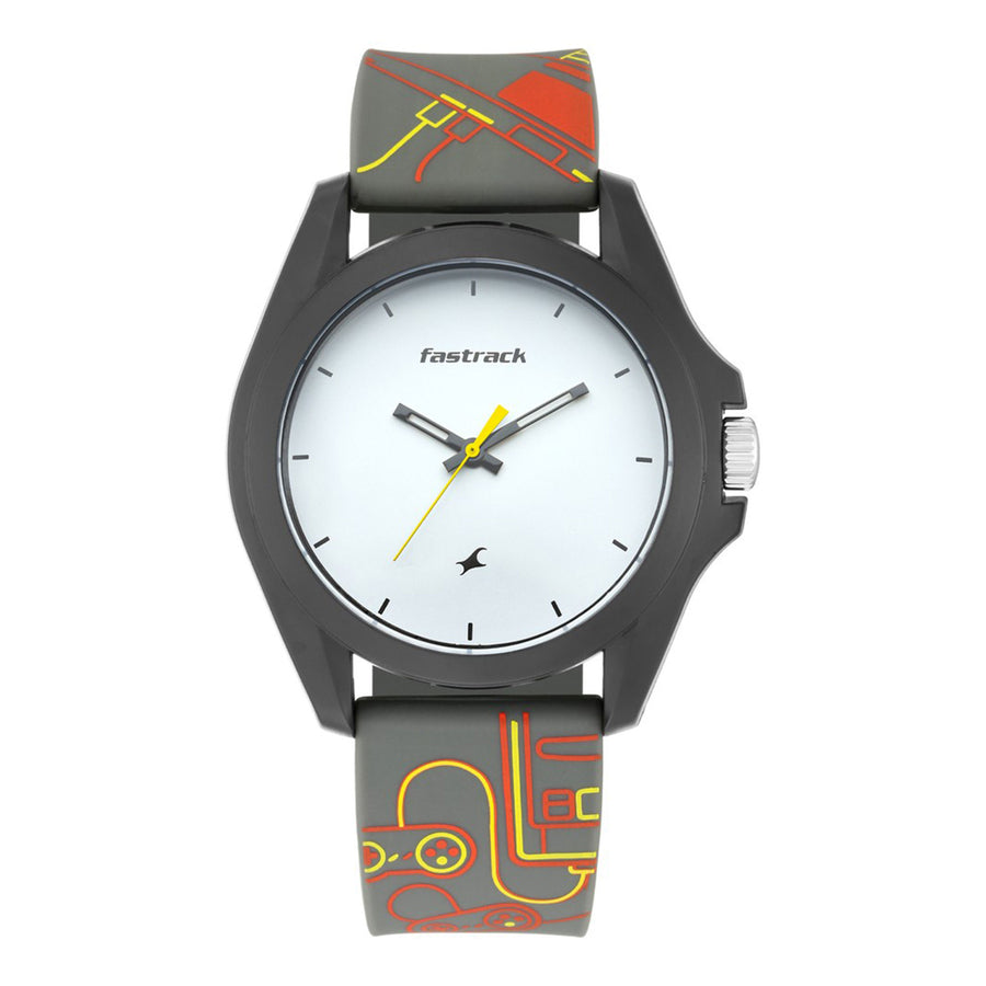Fastrack Arcade Quartz Analog White Dial Silicone Strap Unisex Watch