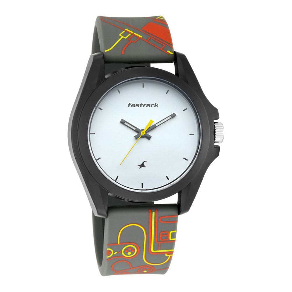Fastrack Arcade Quartz Analog White Dial Silicone Strap Unisex Watch