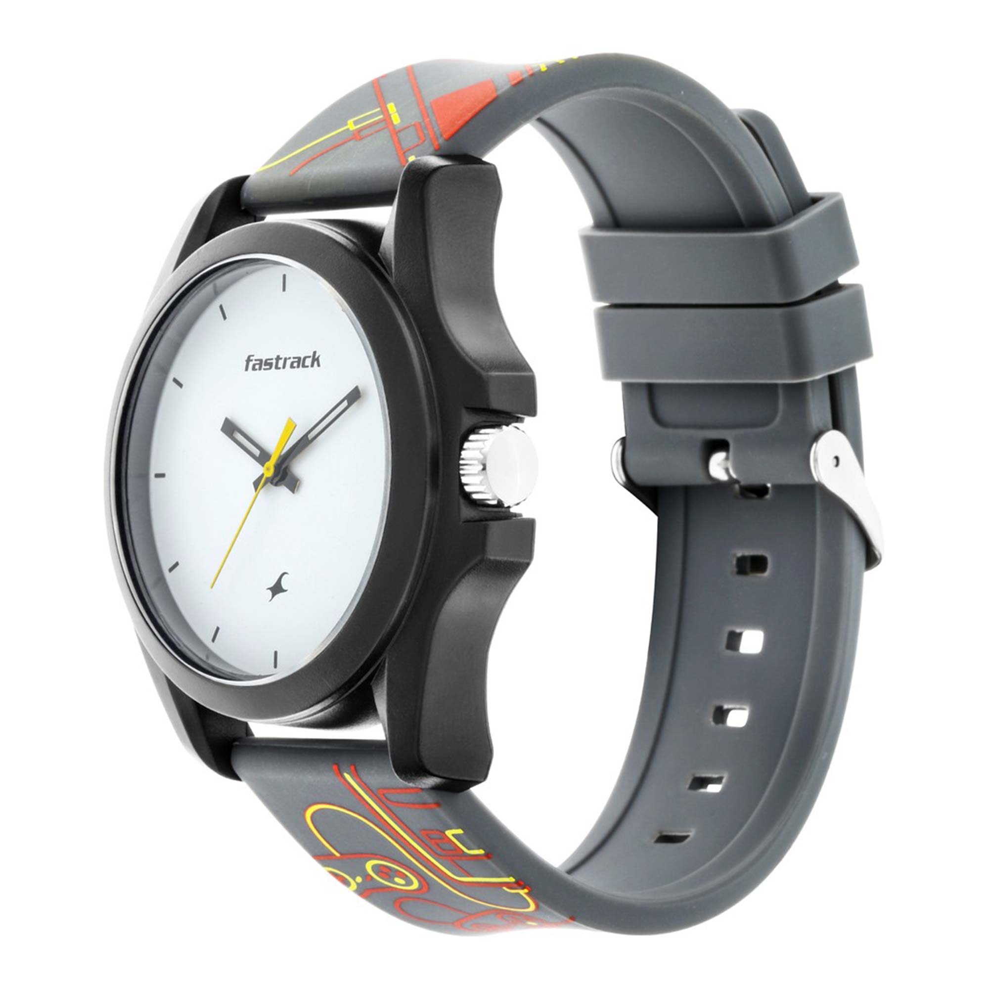Fastrack Arcade Quartz Analog White Dial Silicone Strap Unisex Watch