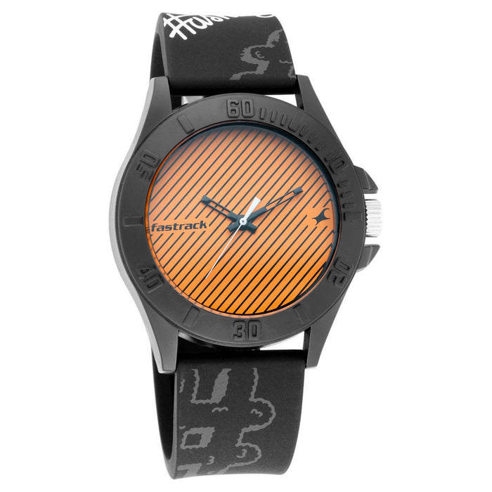 Fastrack Hashtag Quartz Analog Orange Dial Silicone Strap Unisex Watch