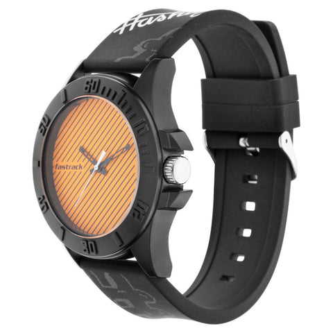 Fastrack Hashtag Quartz Analog Orange Dial Silicone Strap Unisex Watch