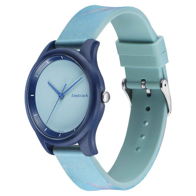 Fastrack Blue Dial Silicone Strap Analog Watch for Women