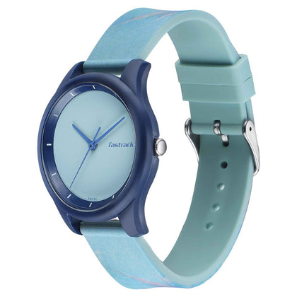 Fastrack Blue Dial Silicone Strap Analog Watch for Women