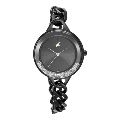 Fastrack Glitch Quartz Analog Black Dial Metal Strap Watch for Girls