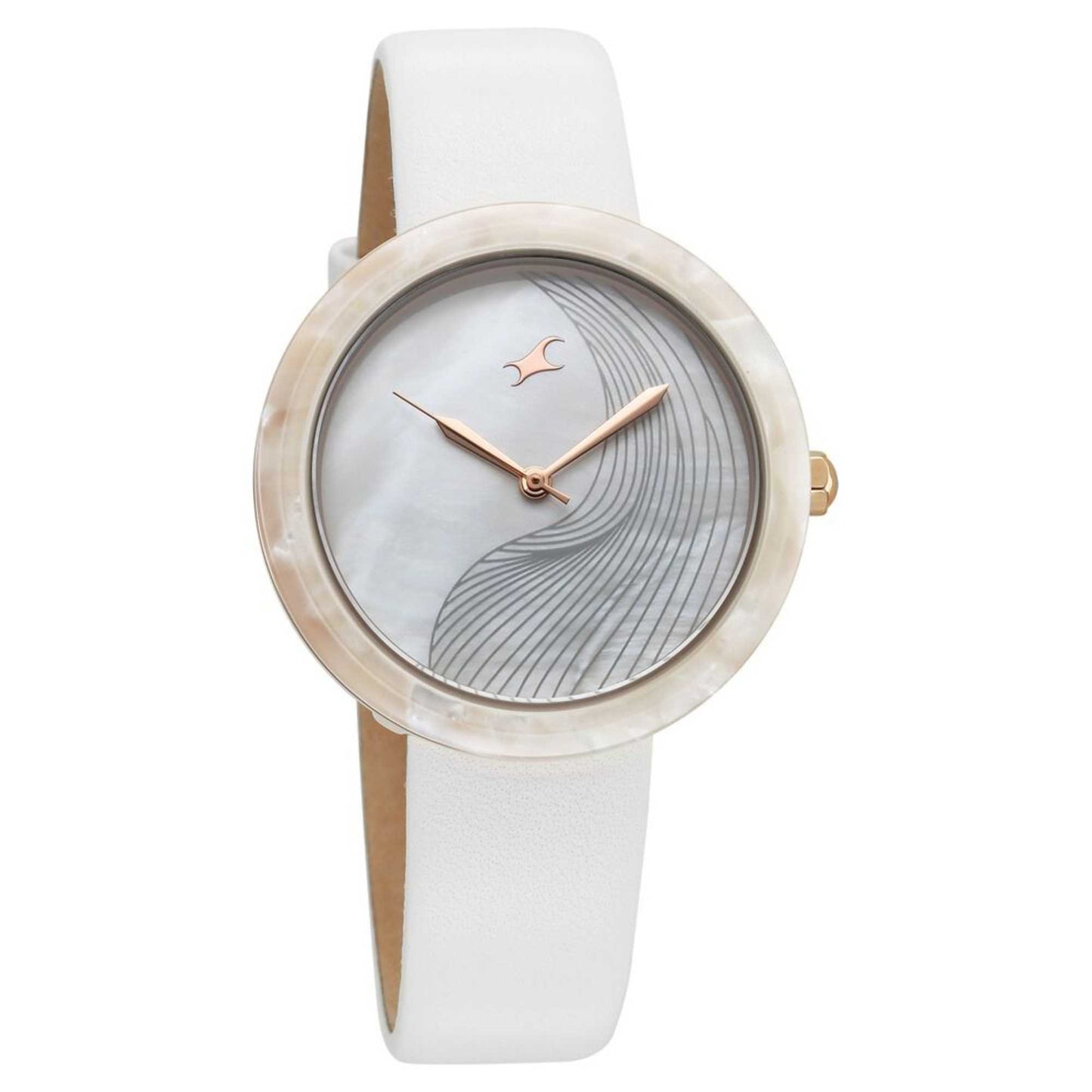 Fastrack Younique Quartz Analog Mother Of Pearl Dial LeatherStrap Watch For Girls 68035KL01