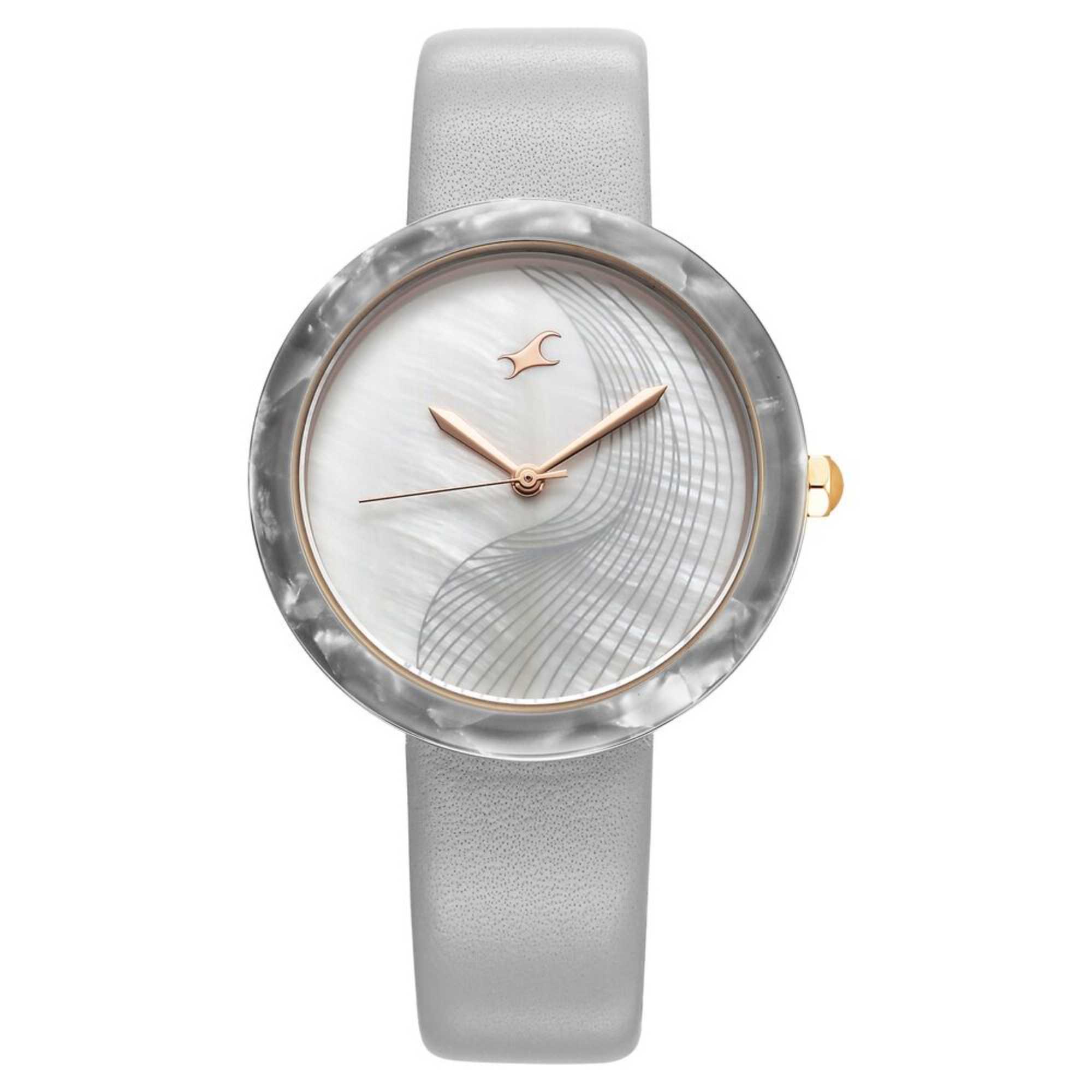 Fastrack Younique Quartz Analog Mother Of Pearl Dial LeatherStrap Watch For Girls