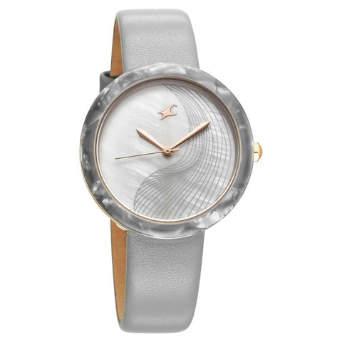 Fastrack Younique Quartz Analog Mother Of Pearl Dial LeatherStrap Watch For Girls
