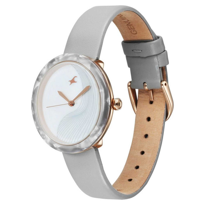 Fastrack Younique Quartz Analog Mother Of Pearl Dial LeatherStrap Watch For Girls