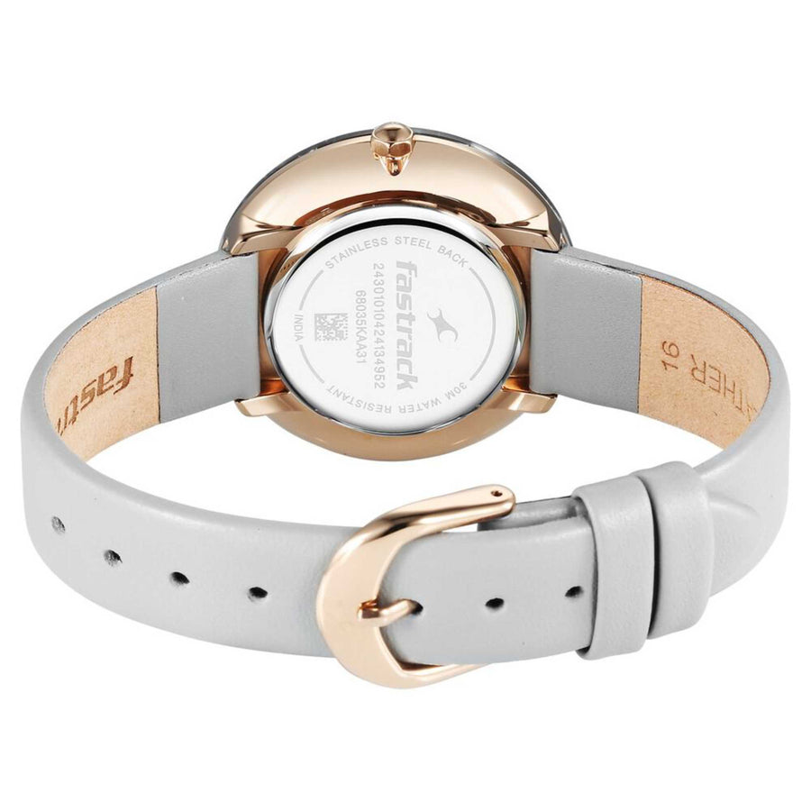Fastrack Younique Quartz Analog Mother Of Pearl Dial LeatherStrap Watch For Girls