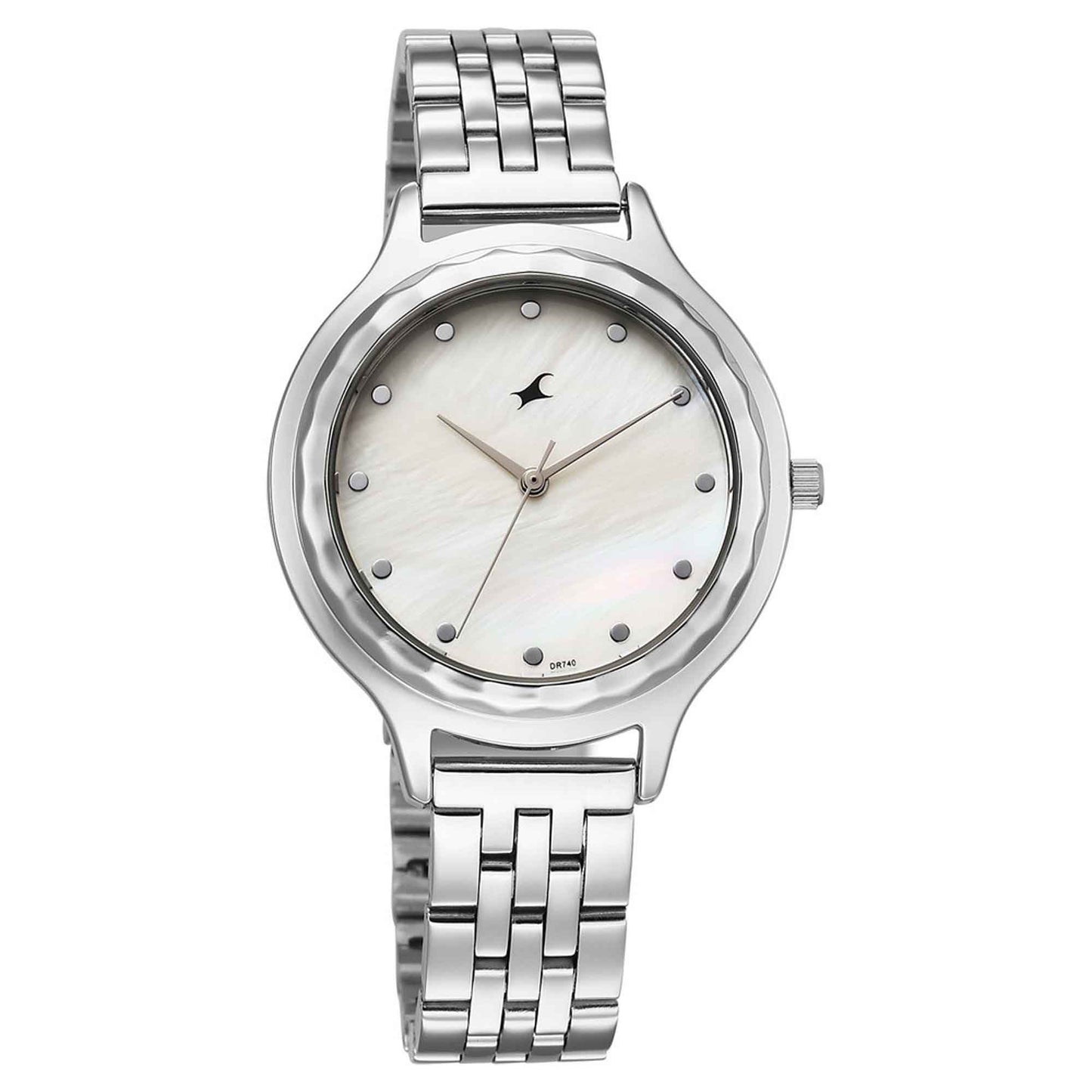 Fastrack Stunners Mother of Pearl Dial Silver Metal Strap Analog Watch for Women