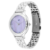 Fastrack Stunners Mother of Pearl Dial Silver Metal Strap Analog Watch for Women