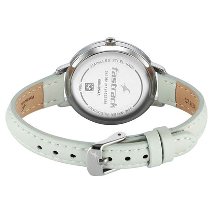 Fastrack Stunners Green Dial Leather Strap Analog Watch for Women